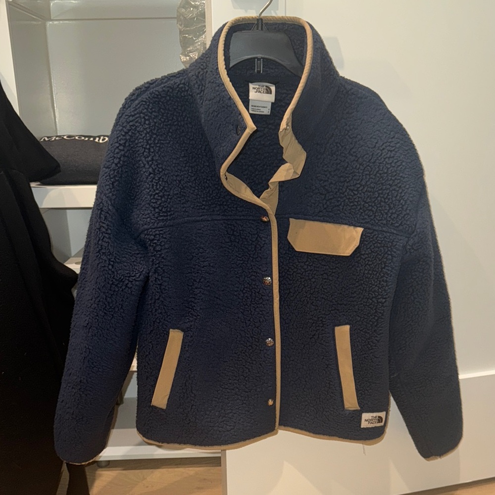 The North Face Dark Blue and Beige Fleece Jacket